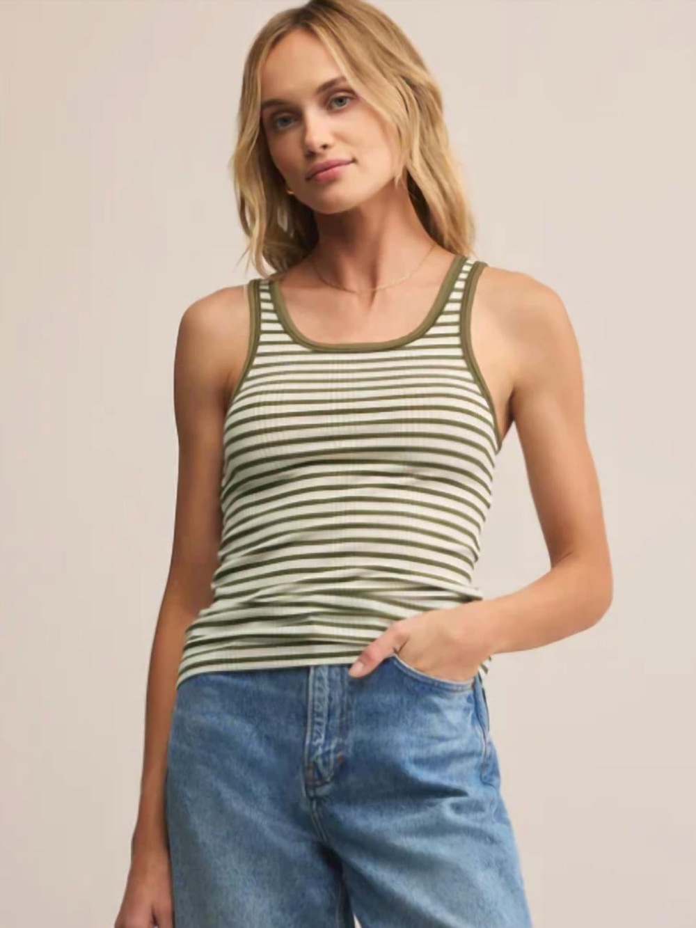 Z Supply - Classic Ribbed Scoop Tank in Fern - NEW